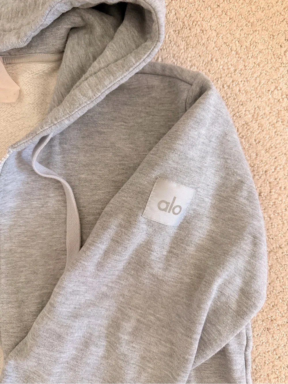 ALO Yoga Light Gray Zip-Up Hooded Sweatshirt